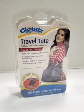 Cloudz Expanding Zippered Travel Tote Clips To Luggage Expands 19"x15"x4.5" NEW